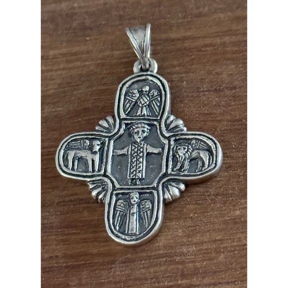 Vintage James Avery Retired Silver JESUS & THE FOUR EVANGELISTS Cross Pendant